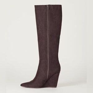 The Drop Women's Geralda Tall Wedge Boot Classic - Chocolate Microsuede